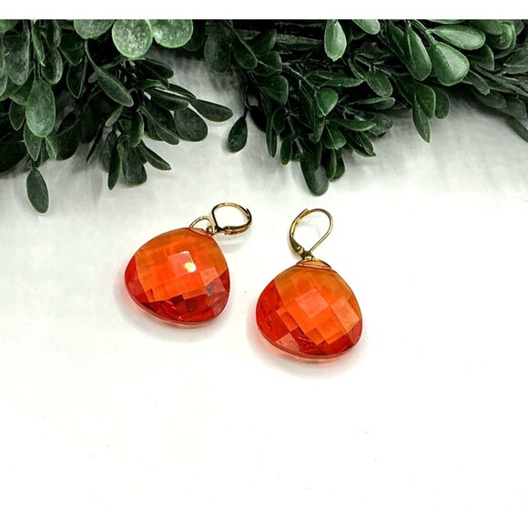 Faceted Teardrop Earrings Set In Assorted Colors With Gold-Plated Hooks - Picture 9 of 13